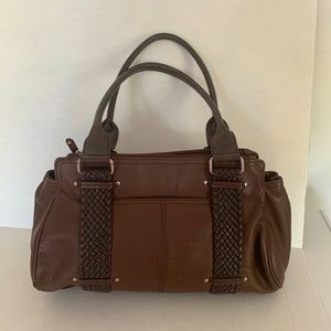 Tignanello women’s brown leather triple section tote purse